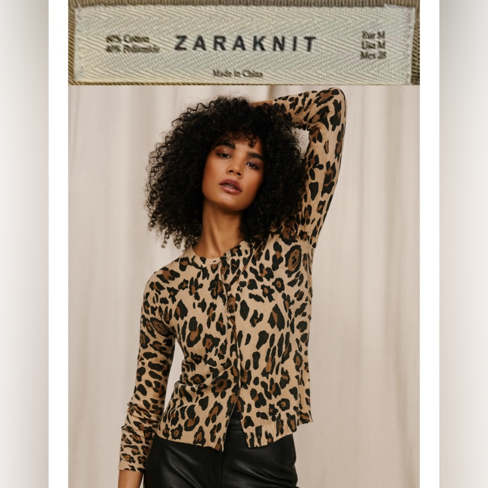 Zaraknit Leopard Print Sweater - Brown, black, and khaki